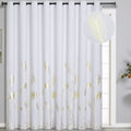 Estelar Textiler Greyish White Extra Wide Curtain For Sliding Door,Gold Palm Tree Pattern Room Darkening Curtain,Thermal Insulat