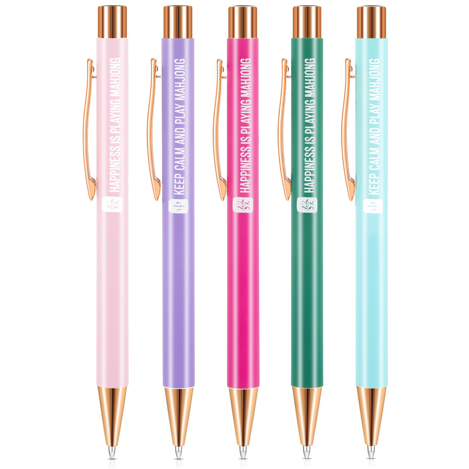 wearage Set of 5 Mahjong Gifts for Women Mahjong Pen Funny Gifts for Mah Jong Lovers Mah Jong Ballpoint Pens for Office Home Bir