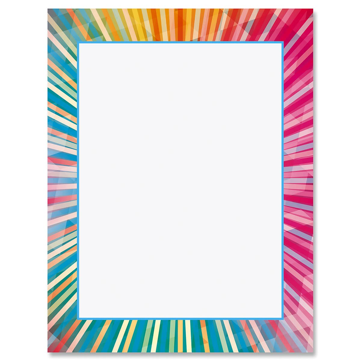 Current Rainbow Rays Celebration Letter Paper - Birthday Stationery Papers With Decorative Border Designs, Printable Holiday, We