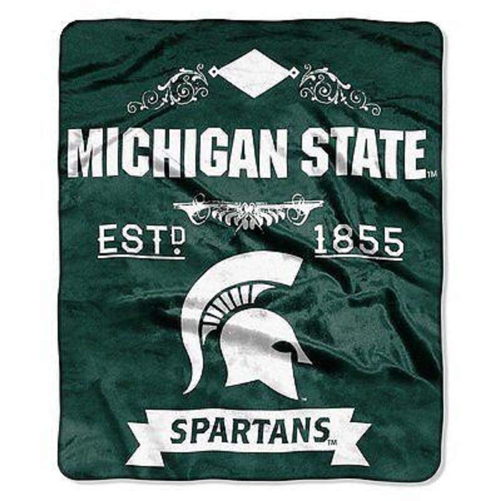 Northwest Ncaa Michigan State Spartans Unisex-Adult Raschel Throw Blanket, 50'' X 60'', Label