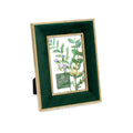 Isaac Jacobs 4x6 Green Velvet Picture Frame with Metallic Gold Double Border, Photo Frame, Horizontal & Vertical, Made for Table