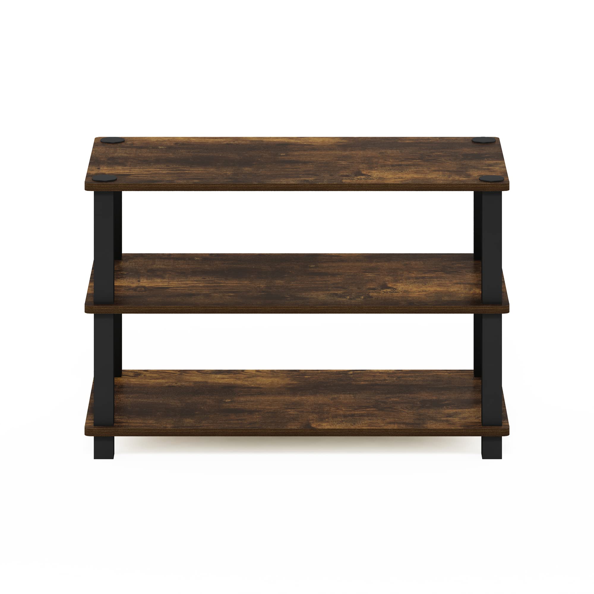 Furinno Turn-S-Tube 3-Tier Shoe Rack, Amber Pine/Black