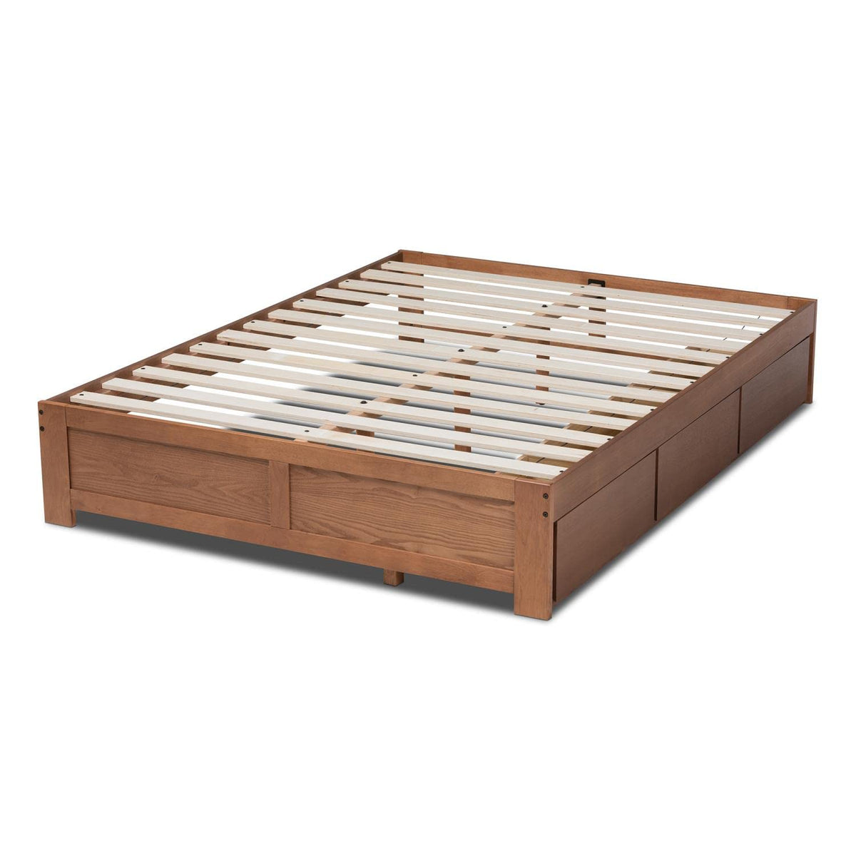 Baxton Studio Wren Modern and Contemporary Walnut Finished 3-Drawer Full Size Platform Storage Bed Frame