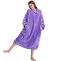 Kipswiza Oversize Wearable Blanket Flannel Super Soft Long Hoodie Blanket For Women Girls - Light Purple