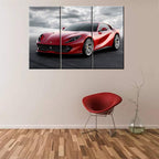 3 Pieces Red Sport Car In Black And White Posters Canvas Framed Wall Art Racing Cars Pictures Printed On Canvas Painting Artwork
