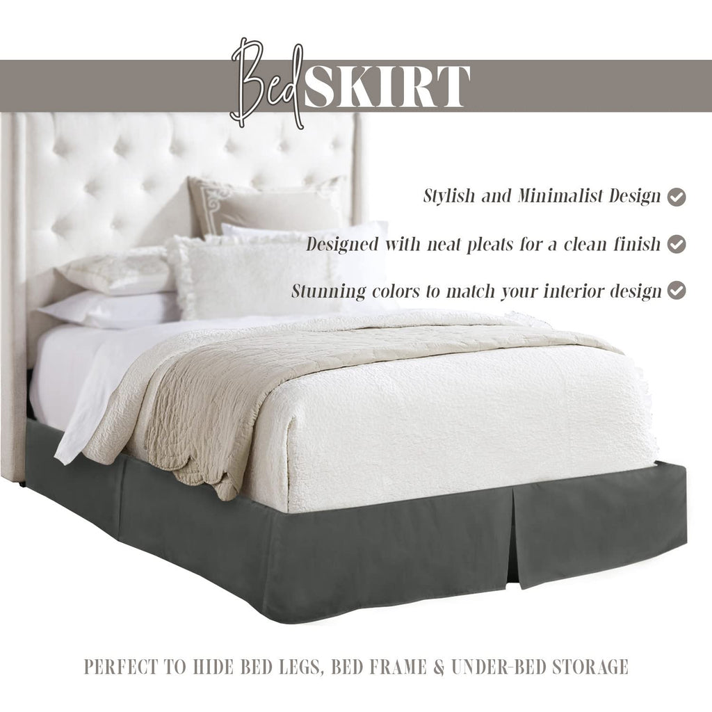 Elegant Comfort 1-Piece Solid Bed Skirt, 1500 Premium Hotel Quality Microfiber, Minimalist Design With A Modern Look- Easy Care,