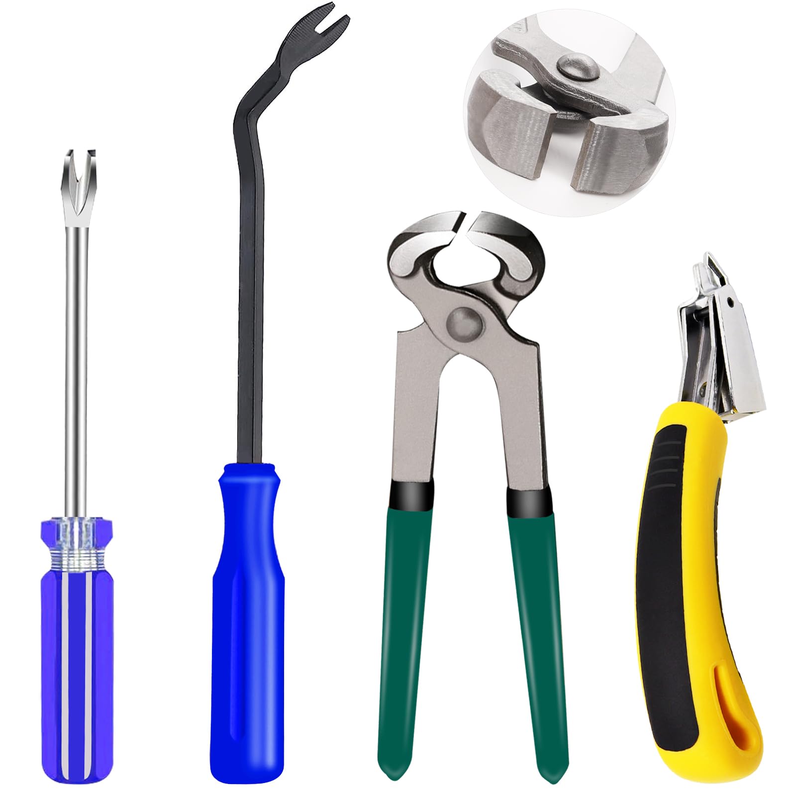 Sunxeke 4Pcs Upholstery Staple Remover Tools Set With Tack Puller Tool And Staple Remover Tool Set Including 7Inch End Cutting P