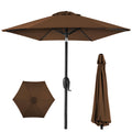Best Choice Products 7.5Ft Heavy-Duty Round Outdoor Market Table Patio Umbrella W/Steel Pole, Push Button Tilt, Easy Crank Lift - Brown