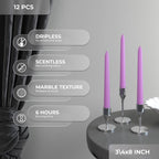 Candwax 8 Inch Taper Candles Set Of 12 - Dinner Candles Dripless - Tall Candles Long Burning Perfect For Dinner, Party Or Weddin