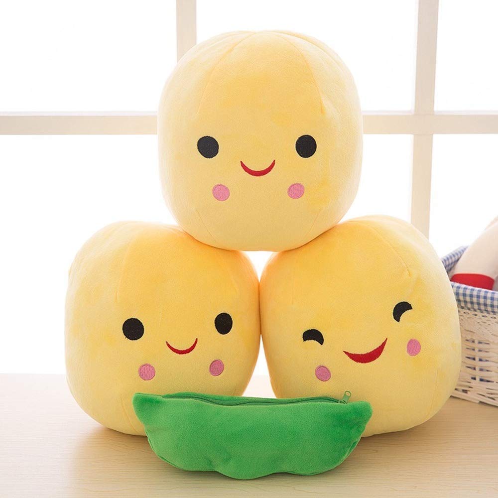 Giant Peas In A Pod Plush Toy Pea Pod Pillow Cute Pea Stuffed Toys Plant Doll Various Sizes (Yellow Beans,15.7'/40Cm)