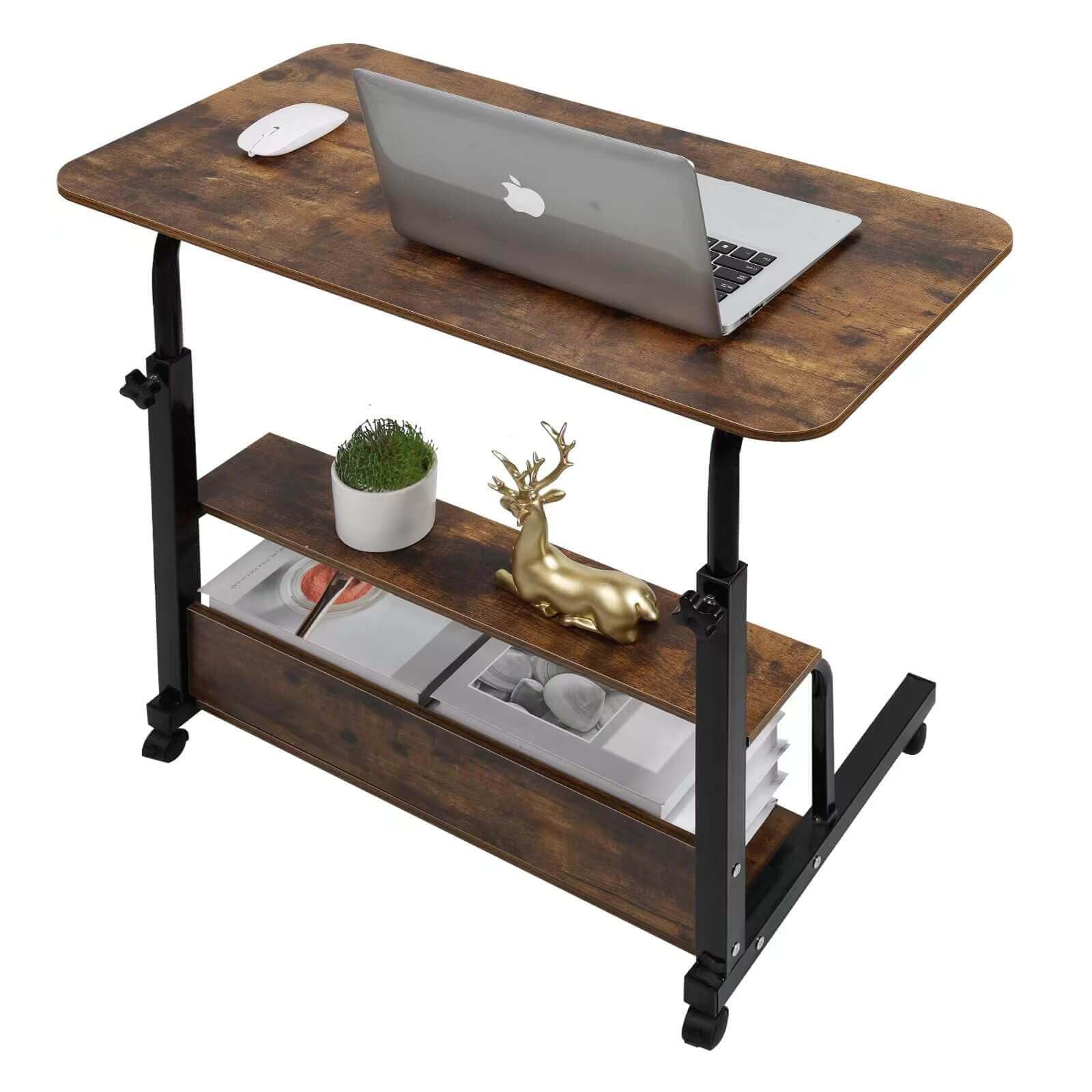 Computer Desk Office Table with Storage Gaming Table Adjustable Height Mobile Computer Desk for Small Space Rolling Writing Desk