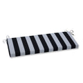 Pillow Perfect Stripe Indoor/Outdoor Sofa Setee Bench Swing Cushion With Ties, Weather, And Fade Resistant, 18' X 45', Black/W