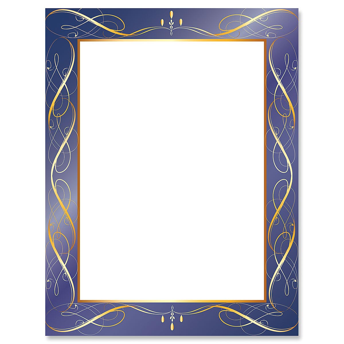 Navy Spirals Letter Papers-25 Sheets Of Colorful, One-Sided Framed Letter Paper For Newsletters, Announcements, And Invitation