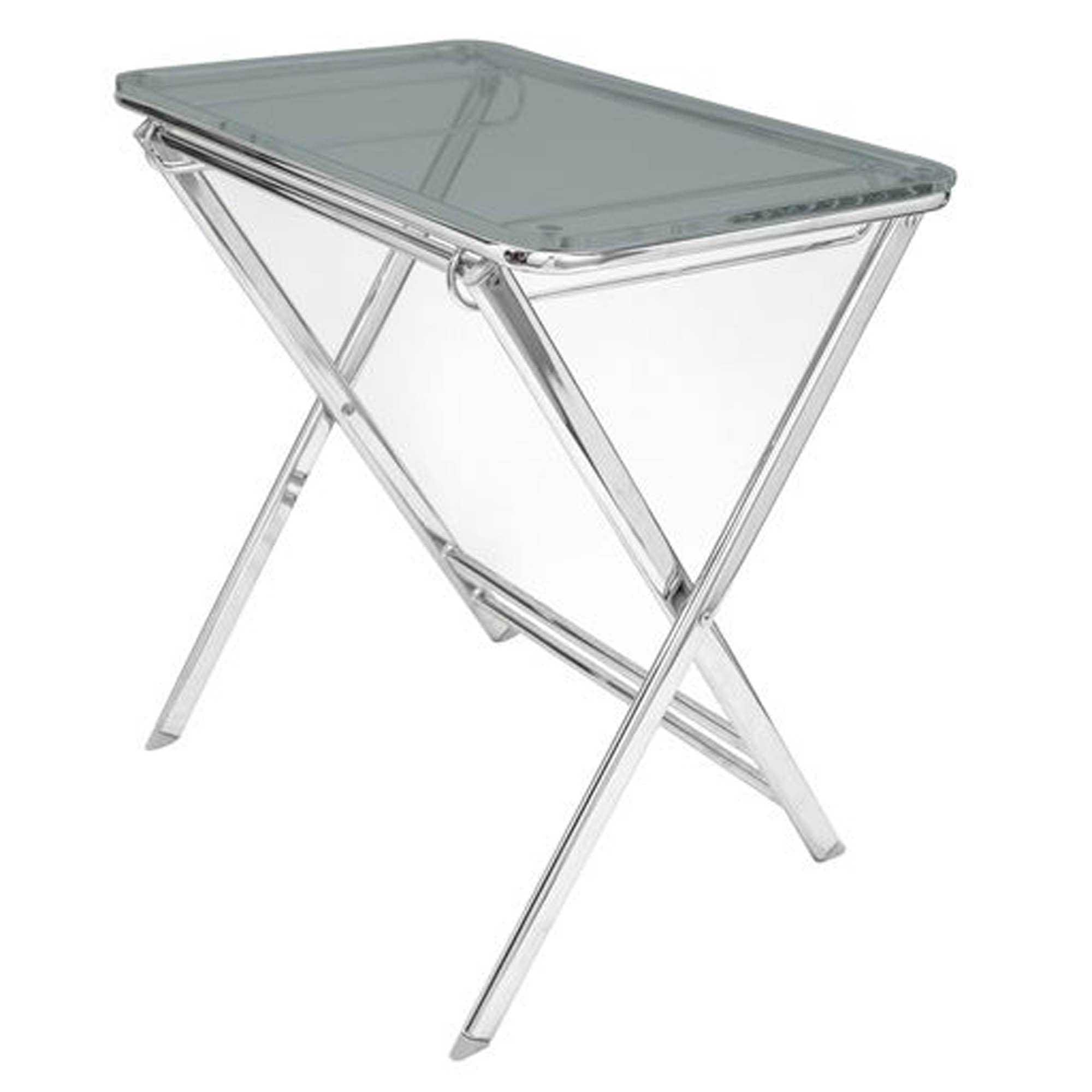 Victorian Modern Folding Side Table with Chrome Legs