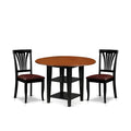 East West Furniture Suav3-Bch-Lc 3 Piece Sudbury Set With One Round Table And Two Dinette Chairs With Faux Leather Seat In A Beautiful Black And Cherry Finish