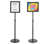 VEVOR 8.5 x 11 Inch Adjustable Sign Holder, Heavy-Duty Black Aluminum Floor Stand for Display and Advertisement