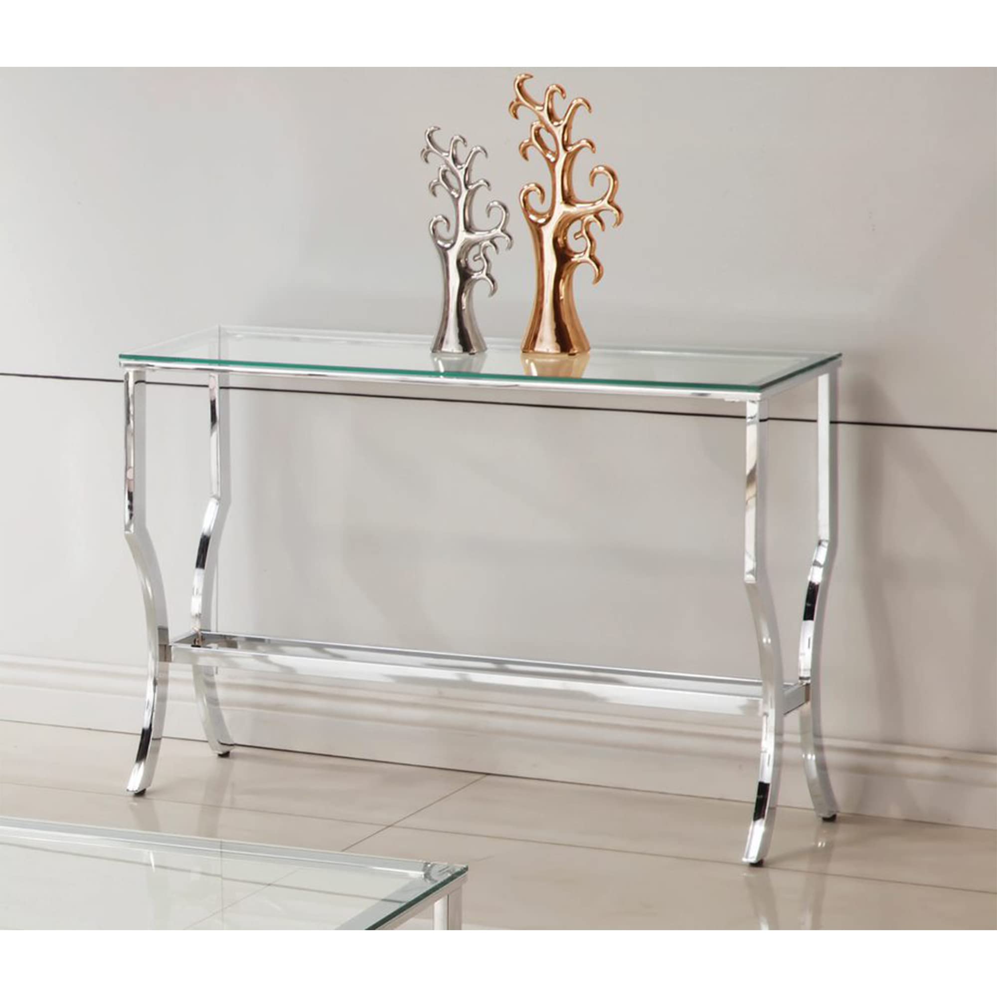 Coaster Glass Top Console Table Chrome 720339