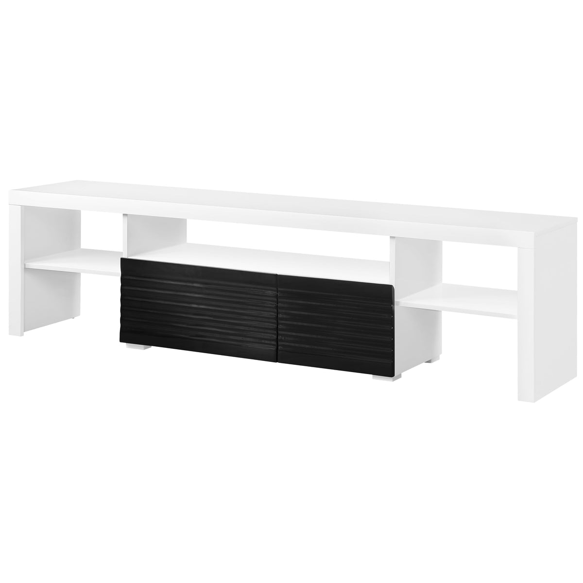 Acme Buck II Wooden TV Stand in White and Black High Gloss Finish