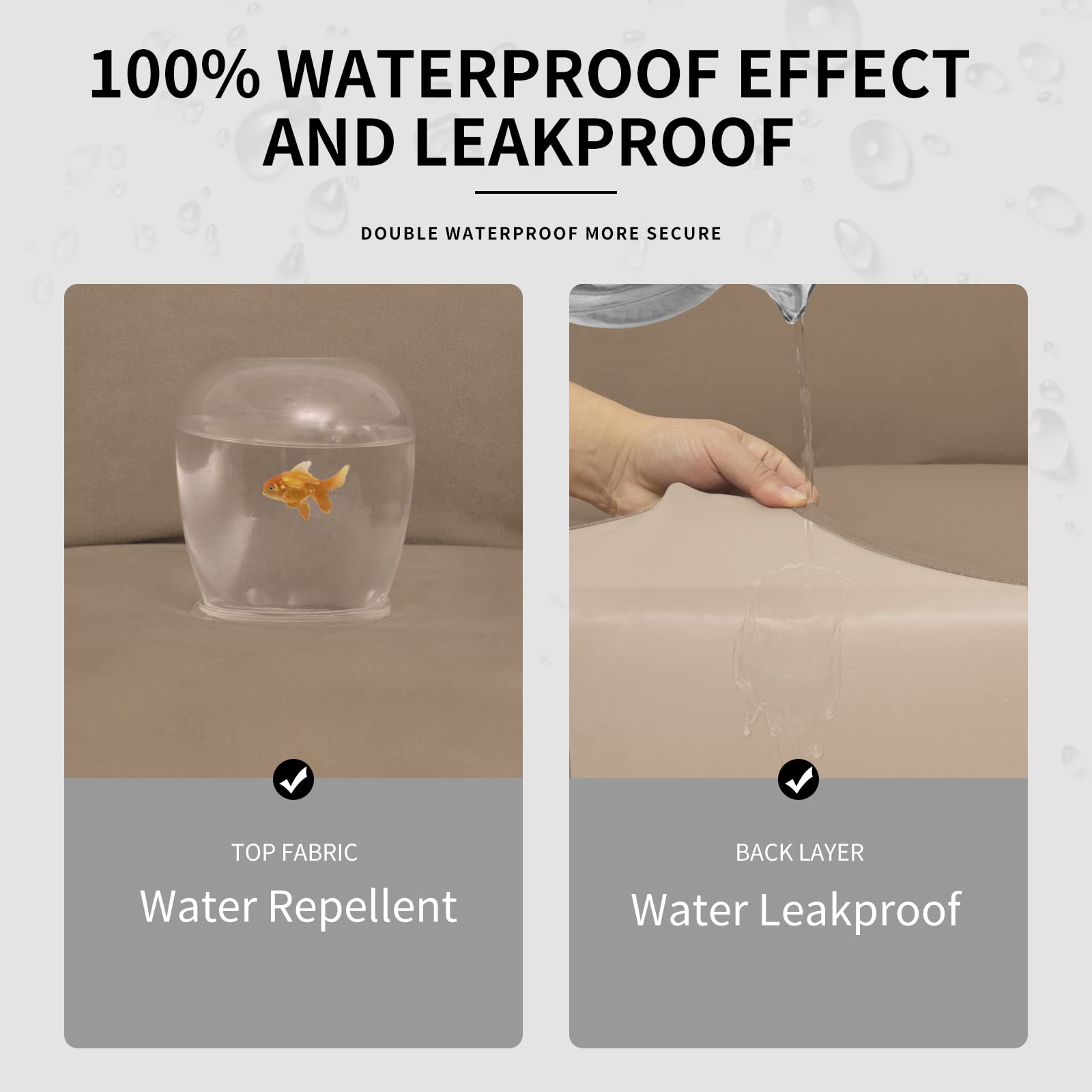 Easy-Going 100% Dual Waterproof Oversized Loveseat Cover Stretch Soft Couch Cover For Dogs, Sofa Slipcover For 2 Separate Cushion Couch Leakproof Furniture Protector For Kids, Pets Camel