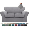 Turquoize 3 Piece Sofa Covers For 2 Cushion Couch Sofa Slipcover Soft Couch Cover For Dogs-Washable Sofa Furniture Covers With 2 Individual Cushion Covers, Thick Jacquard Fabric (Loveseat, Dove)