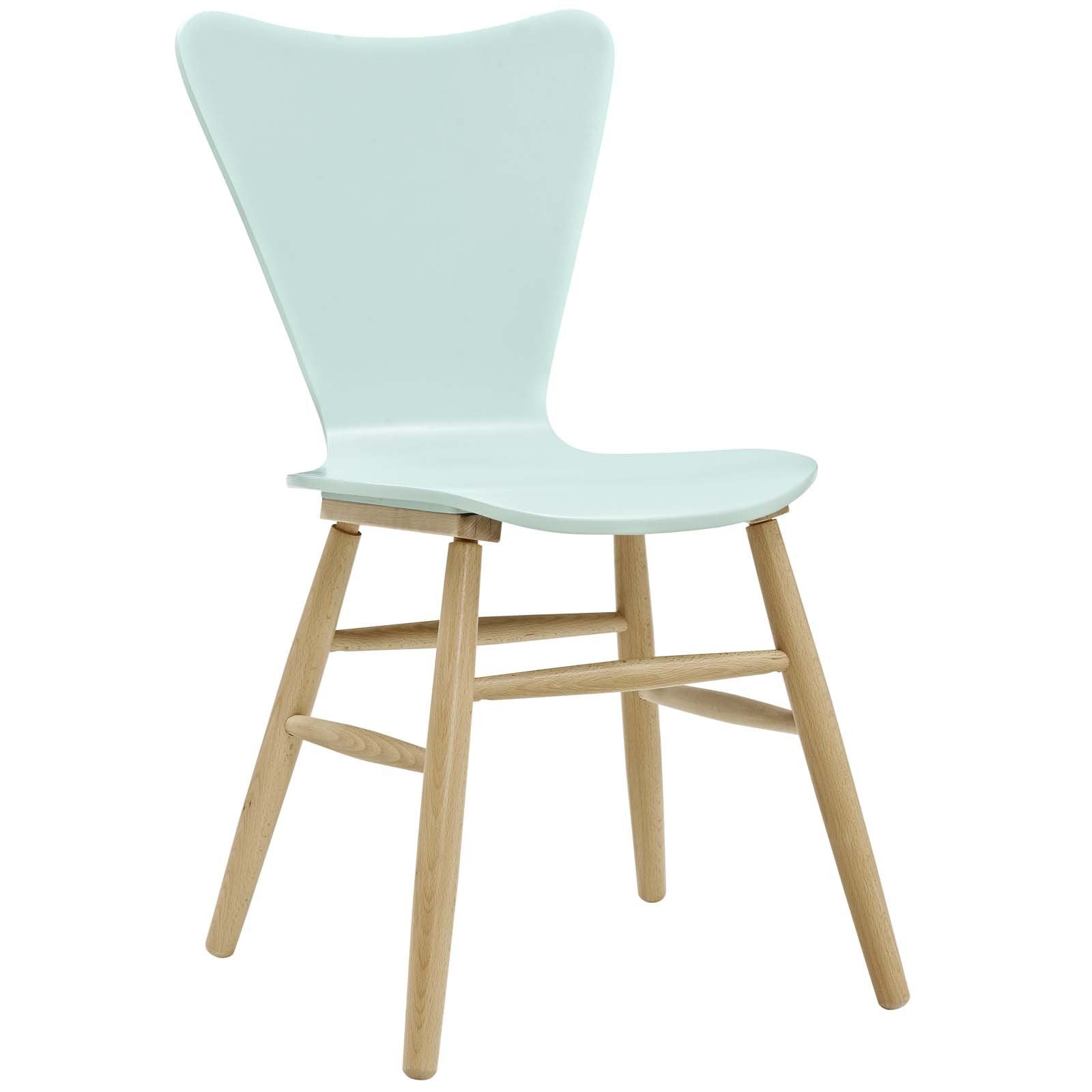 Modway Cascade Mid-Century Modern Wood Kitchen And Dining Room Chair In Light Blue