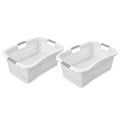 Home Logic 1.5 Bushel Plastic Laundry Basket Front Load, Large Laundry Hamper with Handles, Ventilated Clothes Organizer for Bed