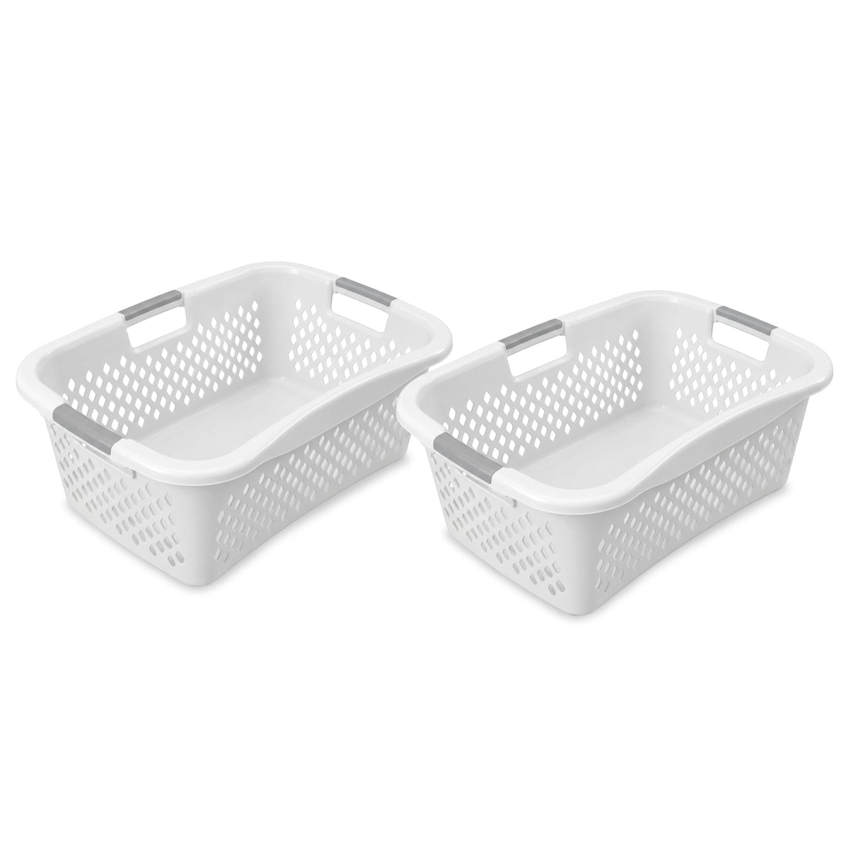 Home Logic 1.5 Bushel Plastic Laundry Basket Front Load, Large Laundry Hamper with Handles, Ventilated Clothes Organizer for Bed