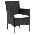 vidaXL 4X Black Poly Rattan Patio Dining Chairs–Outdoor/Garden Seat Set w/Cushions – 20.9"x22.8"x33.1"