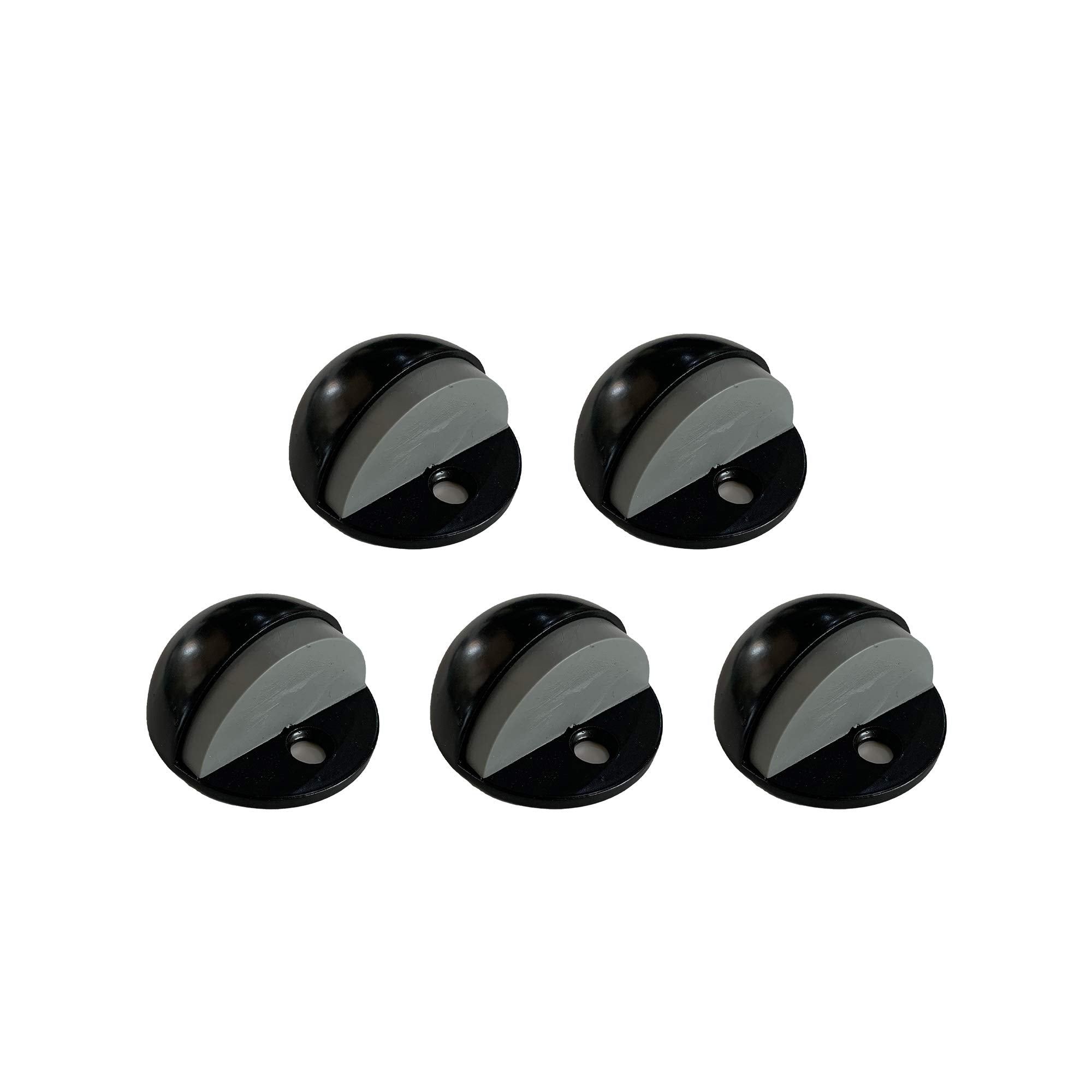 Dome Door Stop Wall Protector With Rubber Stopper, Design House Matte Black Floor Mounted Door Stoppers, 5-Pack, 189134