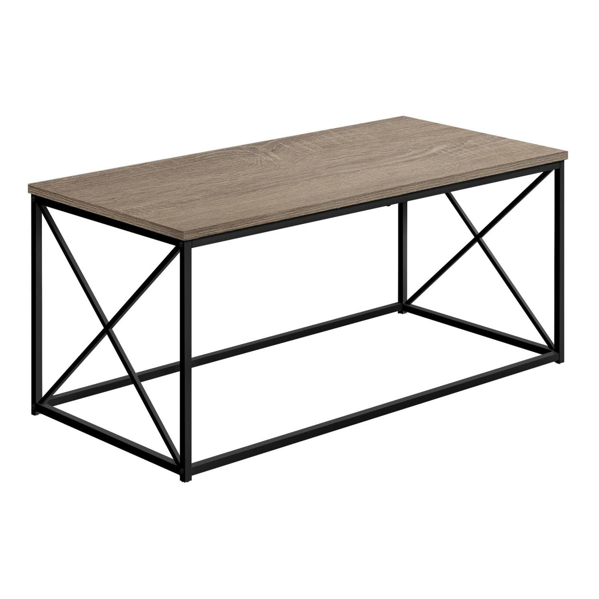 Monarch Specialties I 3786 Coffee Table, Accent, Cocktail, Rectangular, Living Room, 40' L, Metal, Laminate, Brown, Black, Contemporary, Modern