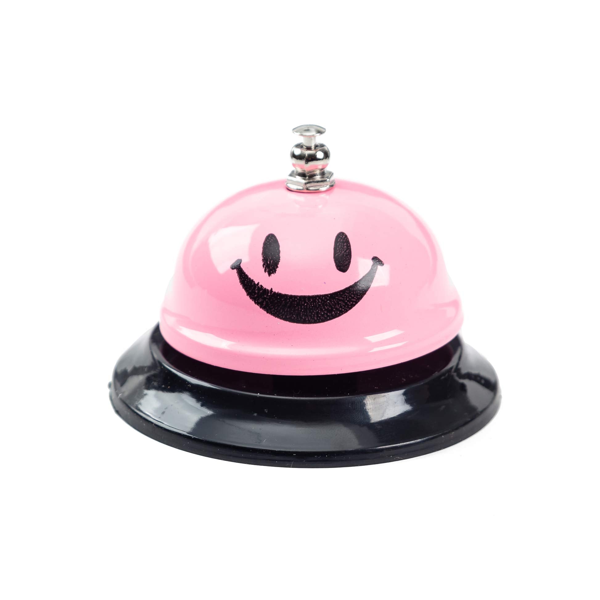Asian Home Call Bell, 3.35 Inch Diameter, Metal Bell, Pink Smiley Face, Desk Bell Service Bell For Hotels, Schools, Restaurants,