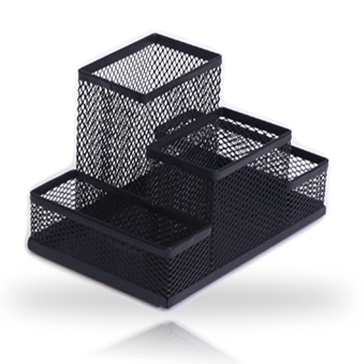 Koofull Desk Organizer Desktop Mesh Pen Pencil Holder Caddy With 4 Compartments, Office Home School Classroom Accessories Cool S