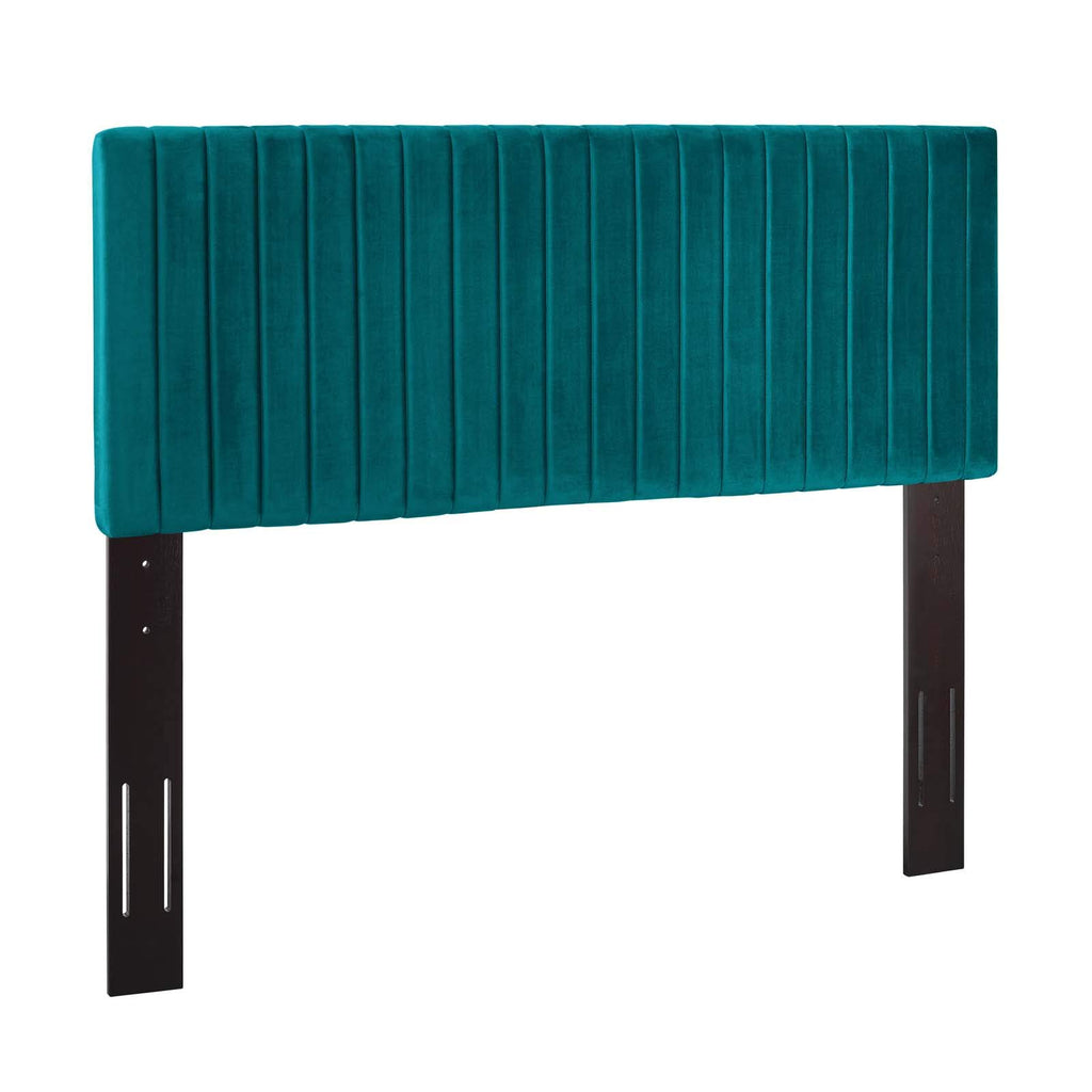 Modway Keira Channel Tufted Performance Velvet Upholstered Full / Queen Headboard in Teal