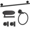 TURS Matte Black 5 Piece Bathroom Hardware Set, SUS304 Stainless Steel Bath Towel Bar Set, Bathroom Towel Rack Set Wall Mounted