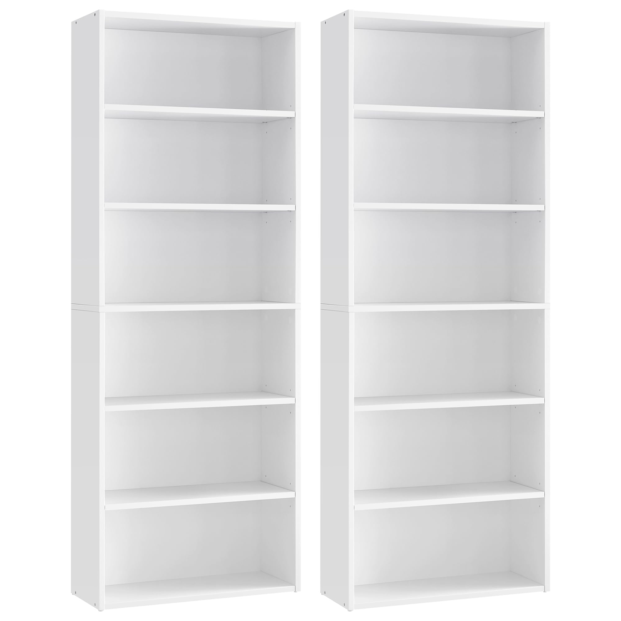 VASAGLE Set of 2 Bookshelves, 23.6 Inches Wide, 6-Tier Open Bookcases with Adjustable Storage Shelves, Floor Standing Units, Clo
