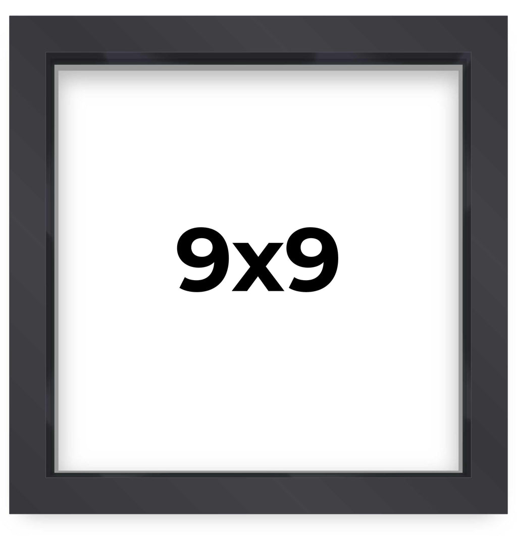 9x9 Shadow Box Frame Contemporary Black Finish | 1'' Depth of Usable Space| Interior Size 9x9 Inches| UV Resistant Acrylic, Acid