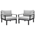 Hamilton Aluminum Patio Armchairs With Cushions Set of 2 in Light Grey