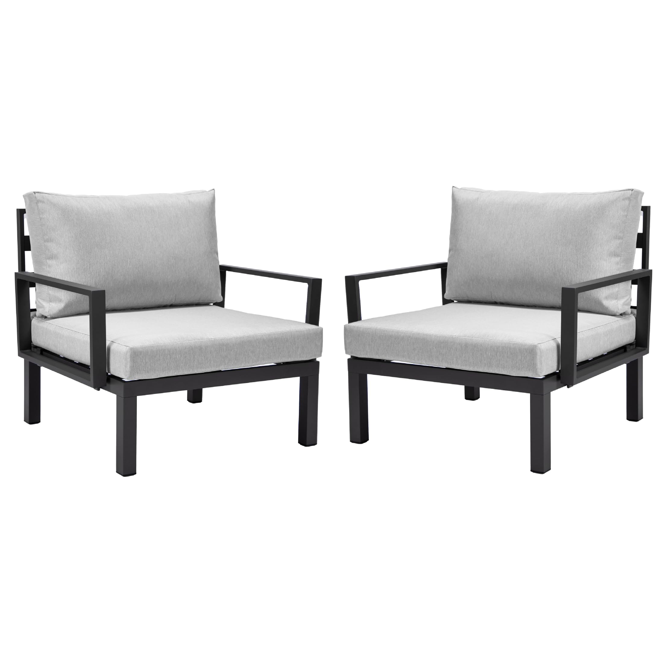 Hamilton Aluminum Patio Armchairs With Cushions Set of 2 in Light Grey