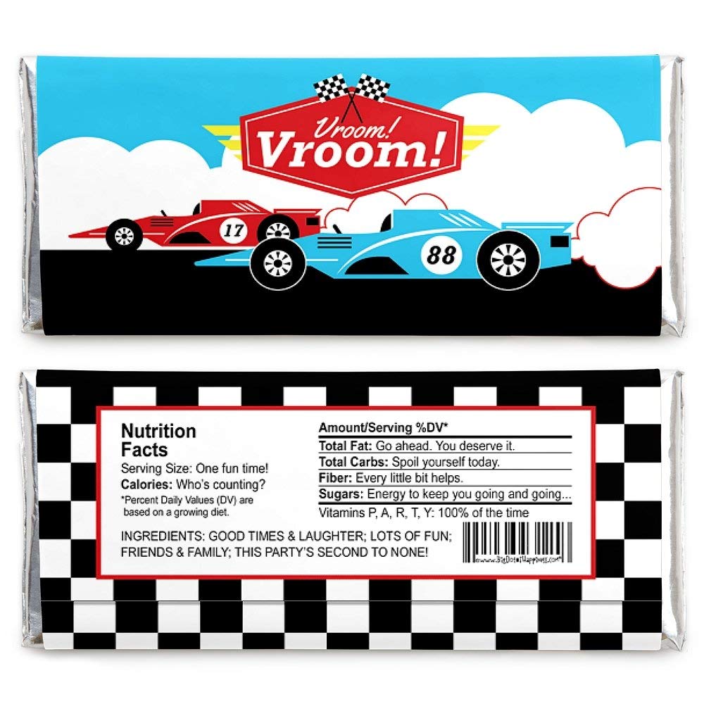 Big Dot Of Happiness Let'S Go Racing - Candy Bar Wrapper Baby Shower Or Race Car Birthday Party Party Favors - Set Of 24