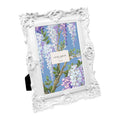 Laura Ashley 5x7 White Ornate Textured Hand-Crafted Resin Picture Frame with Easel & Hook for Tabletop & Wall Display, Decorativ