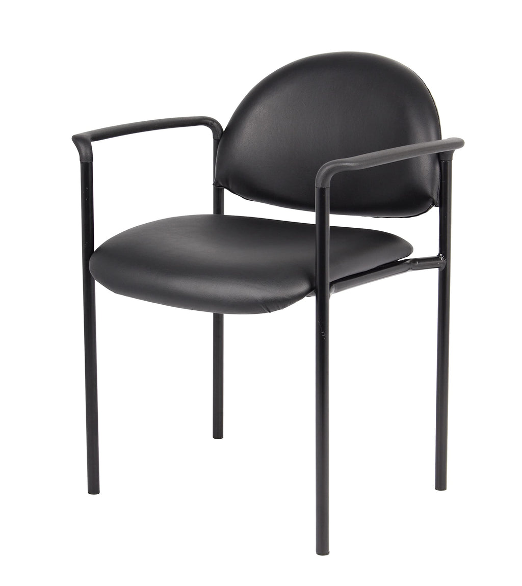 Boss Office Products Dimond Caressoft Stacking Chair With Arms In Black 250 Lbs.