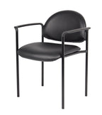 Boss Office Products Dimond Caressoft Stacking Chair With Arms In Black 250 Lbs.