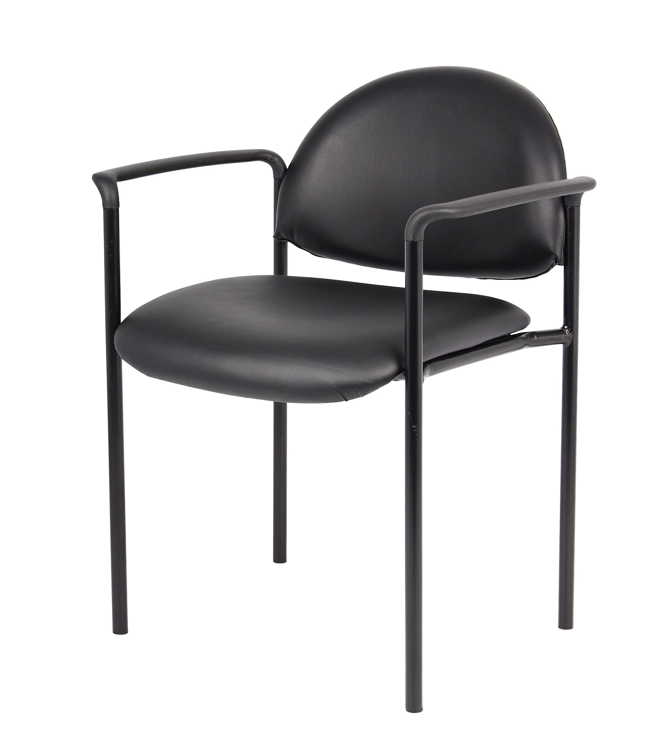 Boss Office Products Dimond Caressoft Stacking Chair With Arms In Black 250 Lbs.