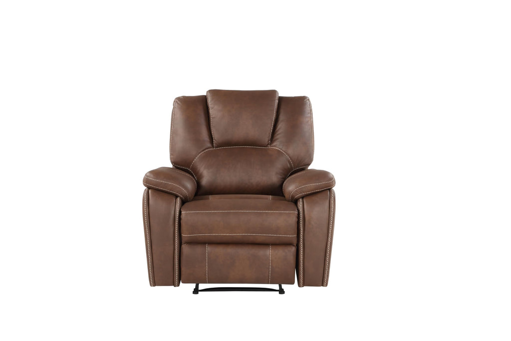 Steve Silver Co Katrine Manual Recliner, Chestnut Brown, Padded Faux-Leather Armrests, Raised Headrest, Living Room, Home Theater, Bedroom, 36" D x 23" W x 19" H, Brown