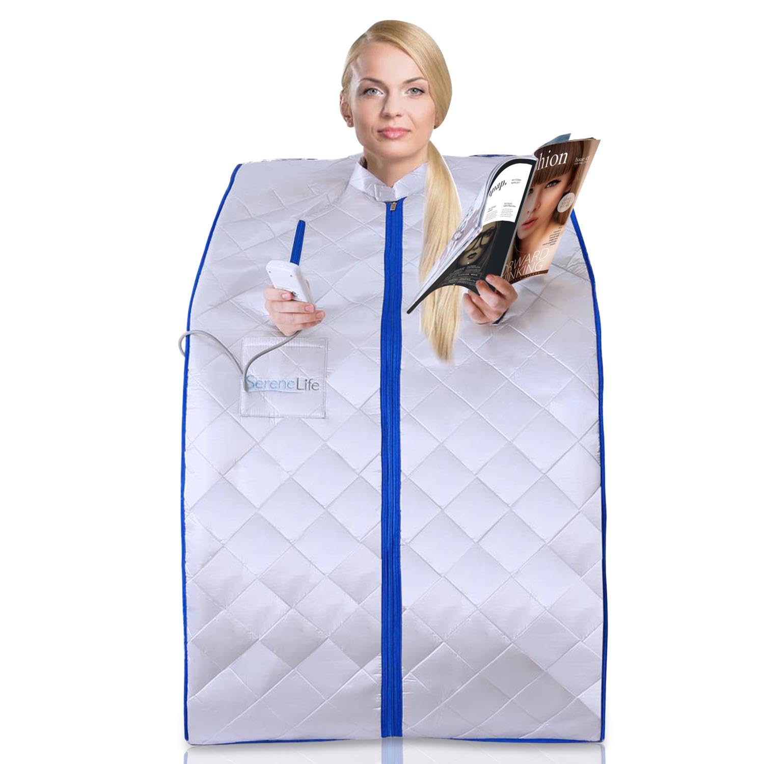 Serenelife Sauna - Portable Infrared Sauna, Home Sauna Tent, Sauna Room, Sauna Bag, One Person Indoor Sauna Box With Heating Foo