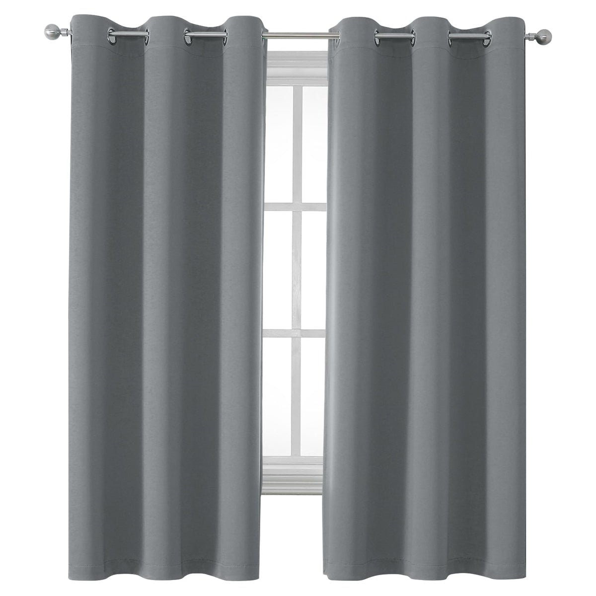 Dualife Grey Room Darkening Curtains & Drapes For Bedroom - Thermal Insulated Grommet Curtain Panels For Flat/Apartment, 34W X 6