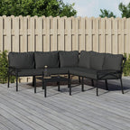 vidaXL 6-Piece Outdoor Patio Lounge Set with Coffee Table, Corner Chair, Middle Chairs, Side Chairs, Steel Structure, Powder-Coating, Removable Gray Cushions
