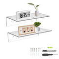 Sezanrpt 12 Inches Clear Small Wall Shelves, Acrylic Bathroom Shelves for Wall, Floating Shelves for Living Room, Funko Pop Shel