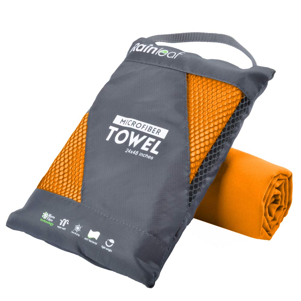 Rainleaf Microfiber Towel,Orange,24 X 48 Inches