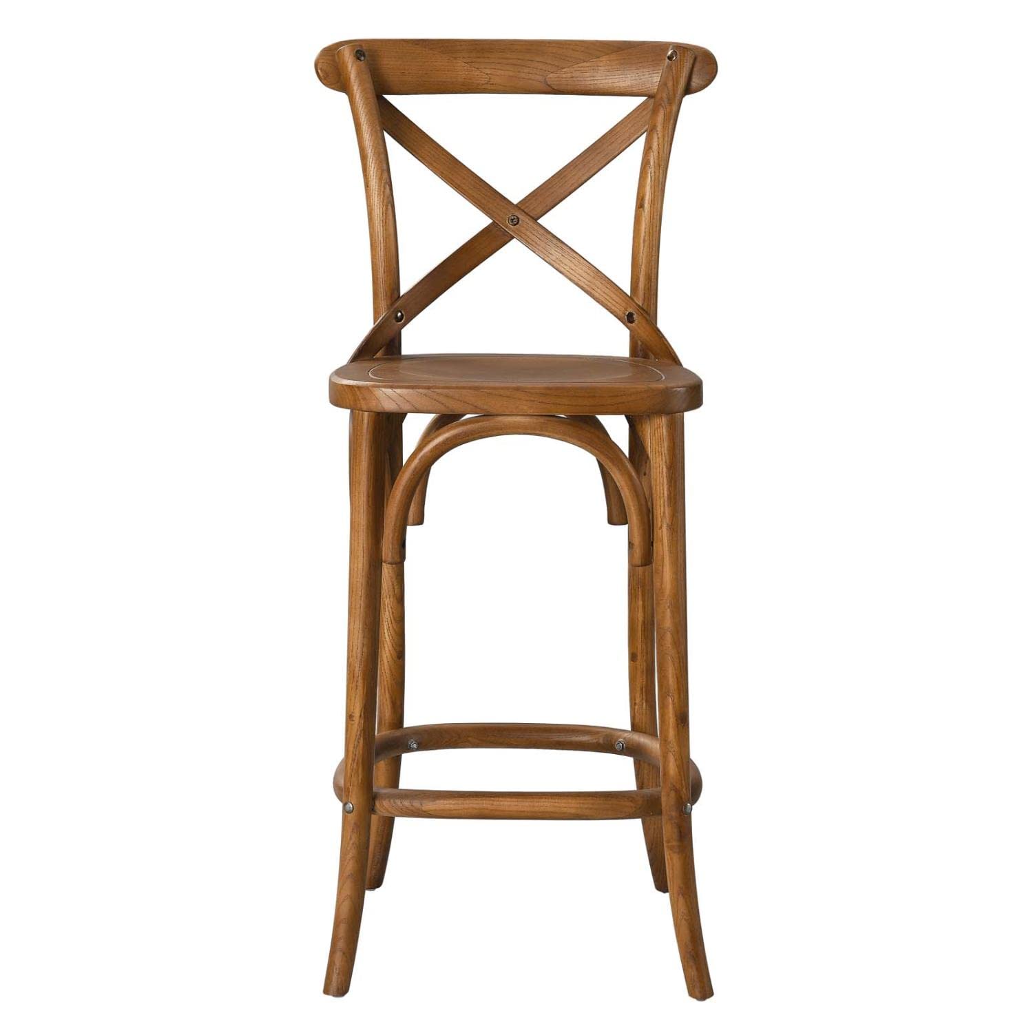 Modway Gear X-Back Wood Counter Bar Stool In Walnut